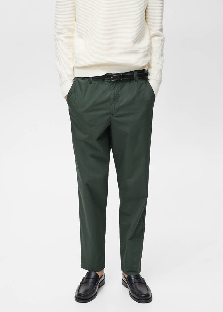 Poplin cotton trousers — Dark Green