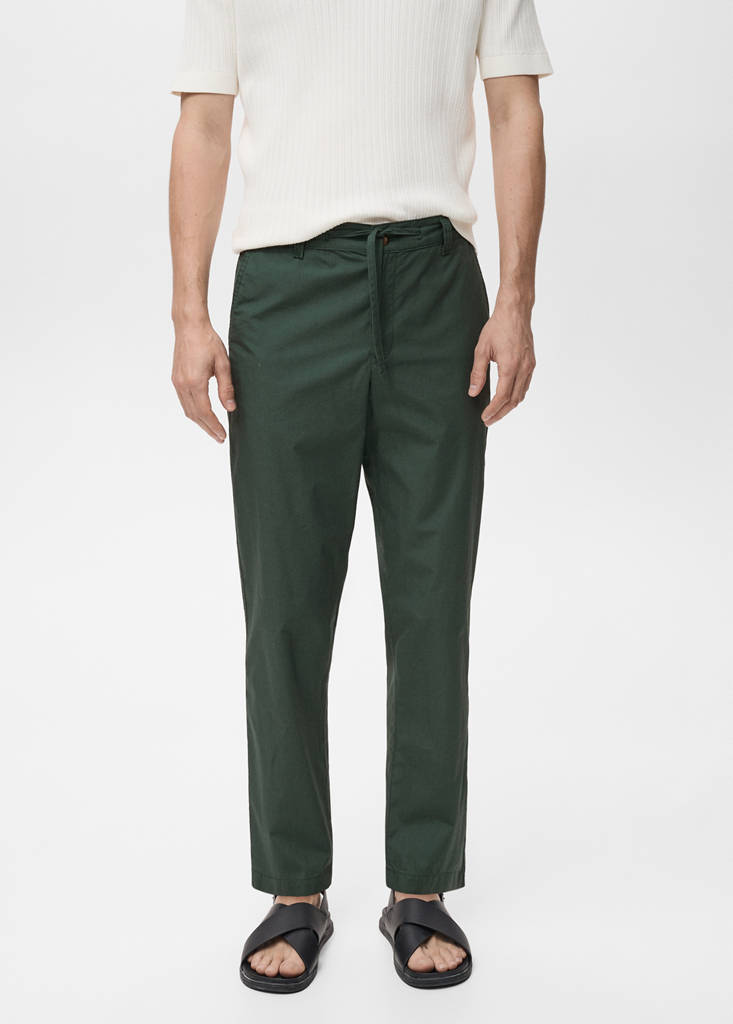 Poplin cotton trousers — Dark Green