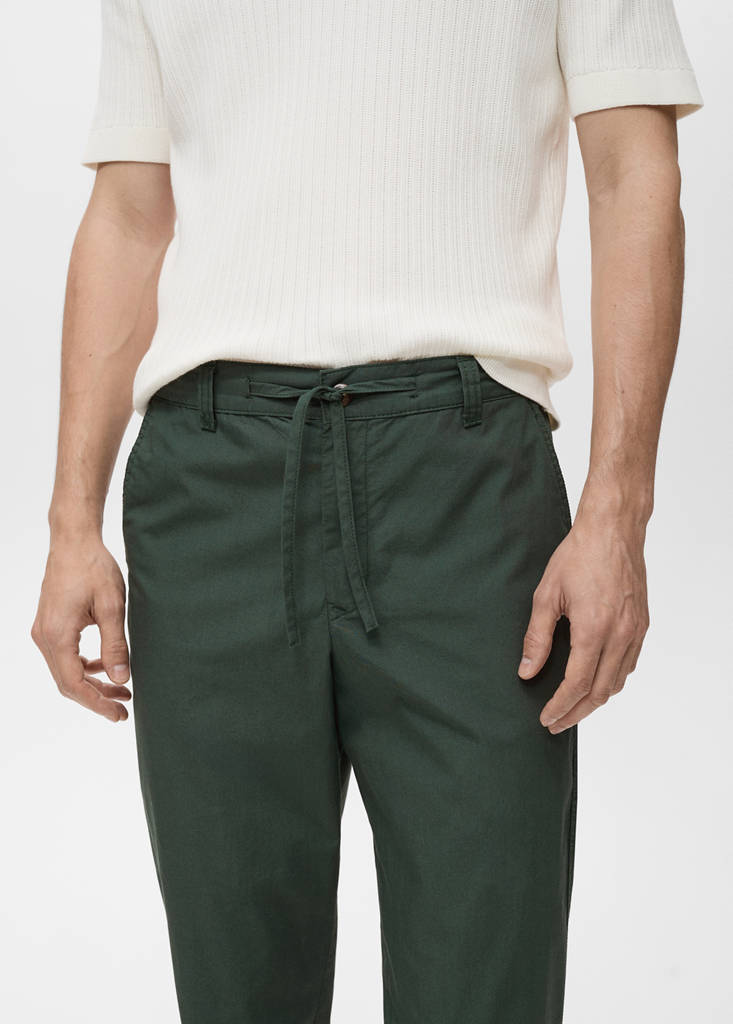 Poplin cotton trousers — Dark Green