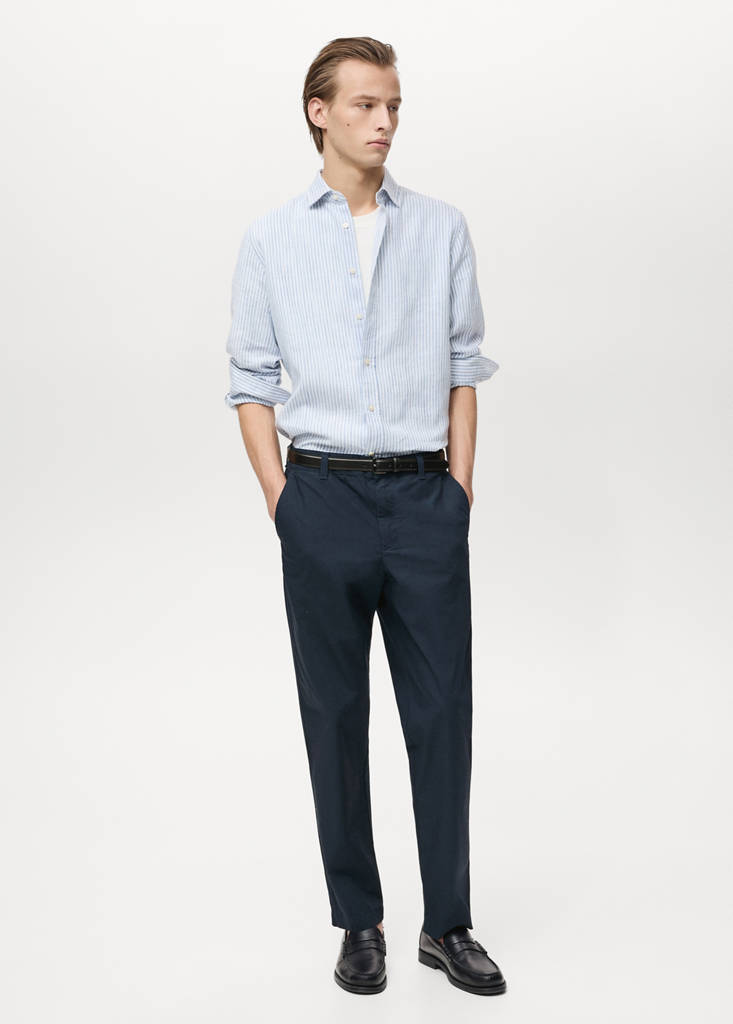 Poplin cotton trousers — Dark Navy
