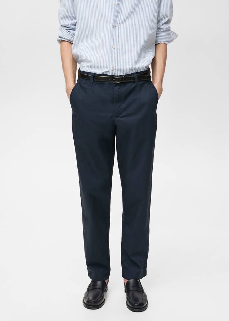 Poplin cotton trousers — Dark Navy