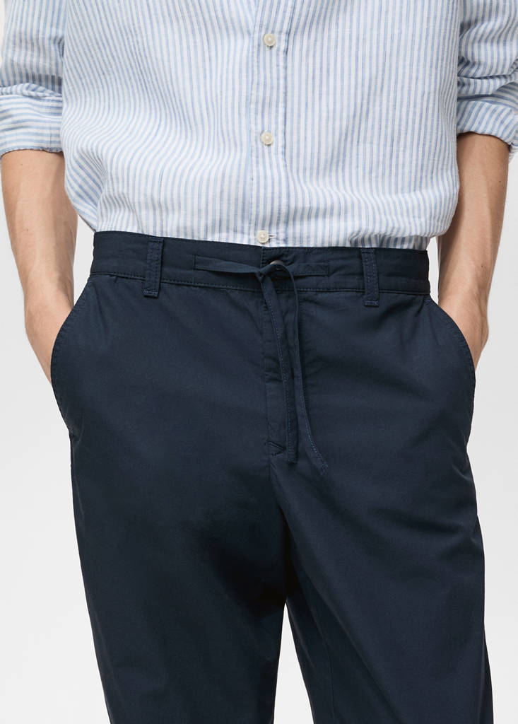 Poplin cotton trousers — Dark Navy
