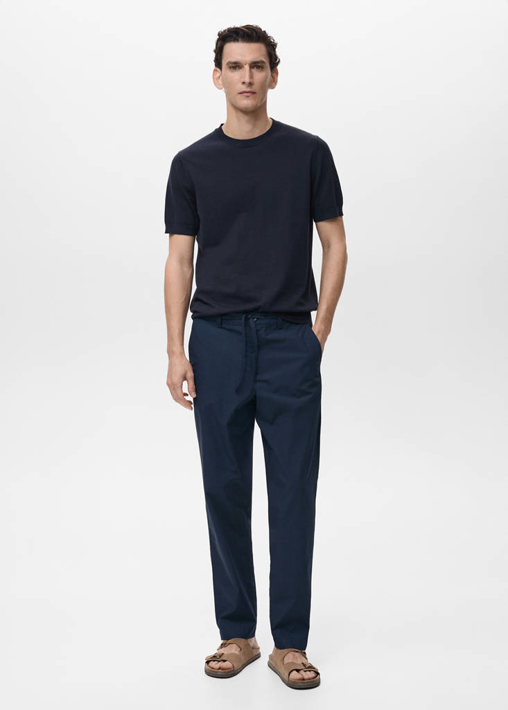 Poplin cotton trousers — Dark Navy