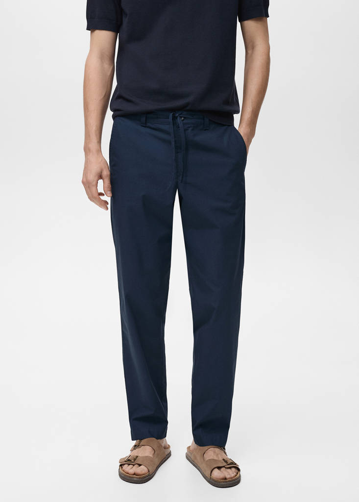 Poplin cotton trousers — Dark Navy