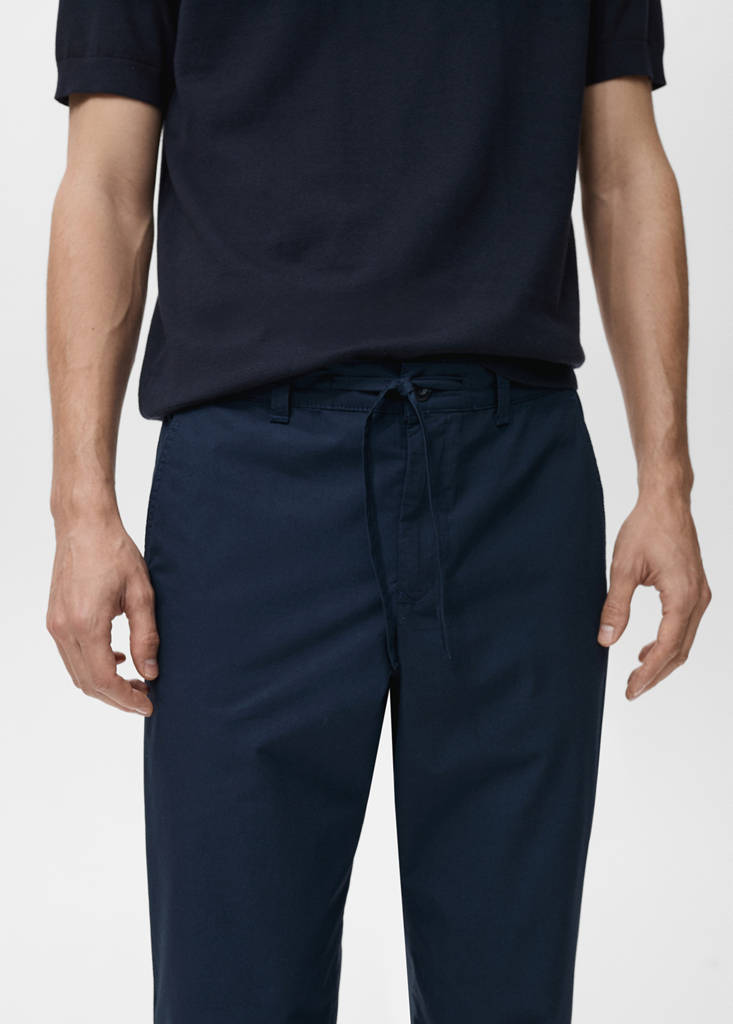 Poplin cotton trousers — Dark Navy
