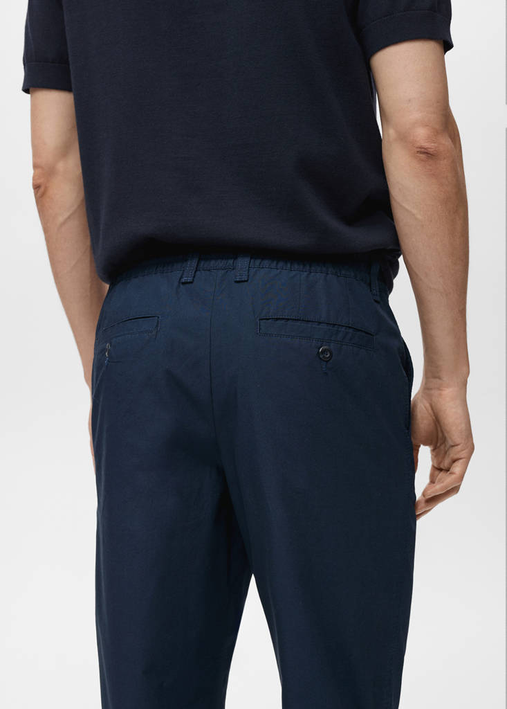 Poplin cotton trousers — Dark Navy