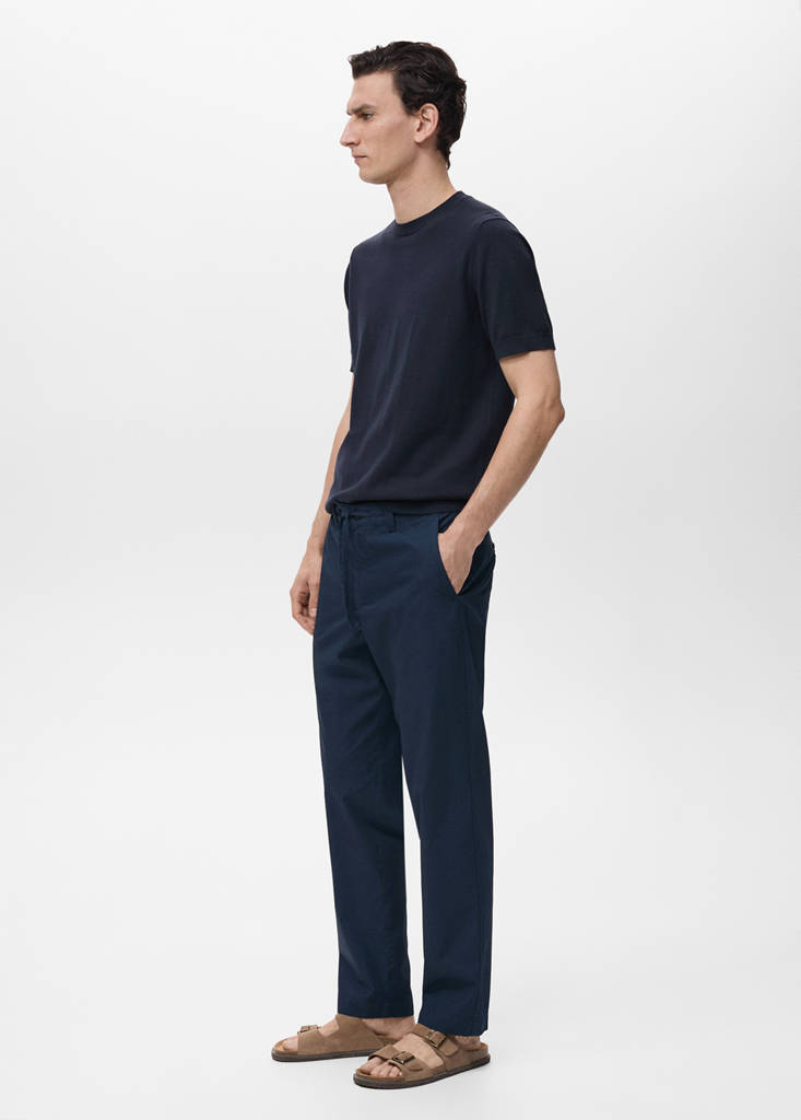 Poplin cotton trousers — Dark Navy
