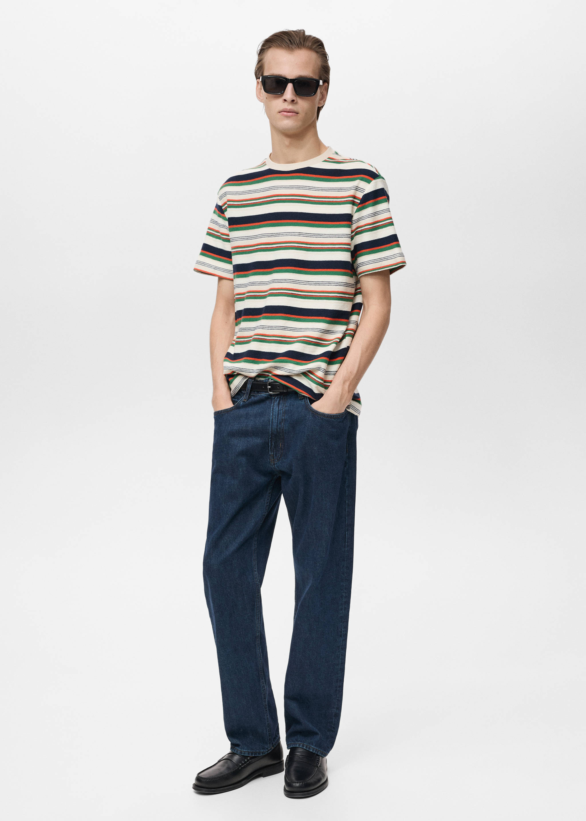 100% cotton regular-fit striped t-shirt - General plane