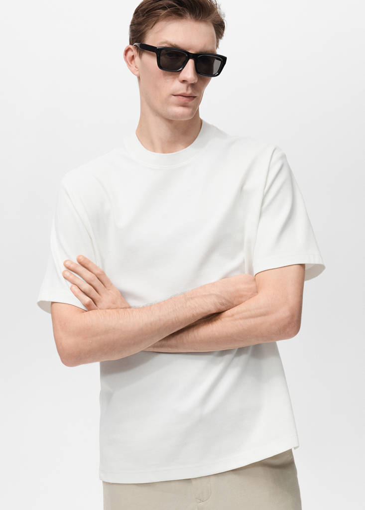 Regular-fit textured t-shirt — White