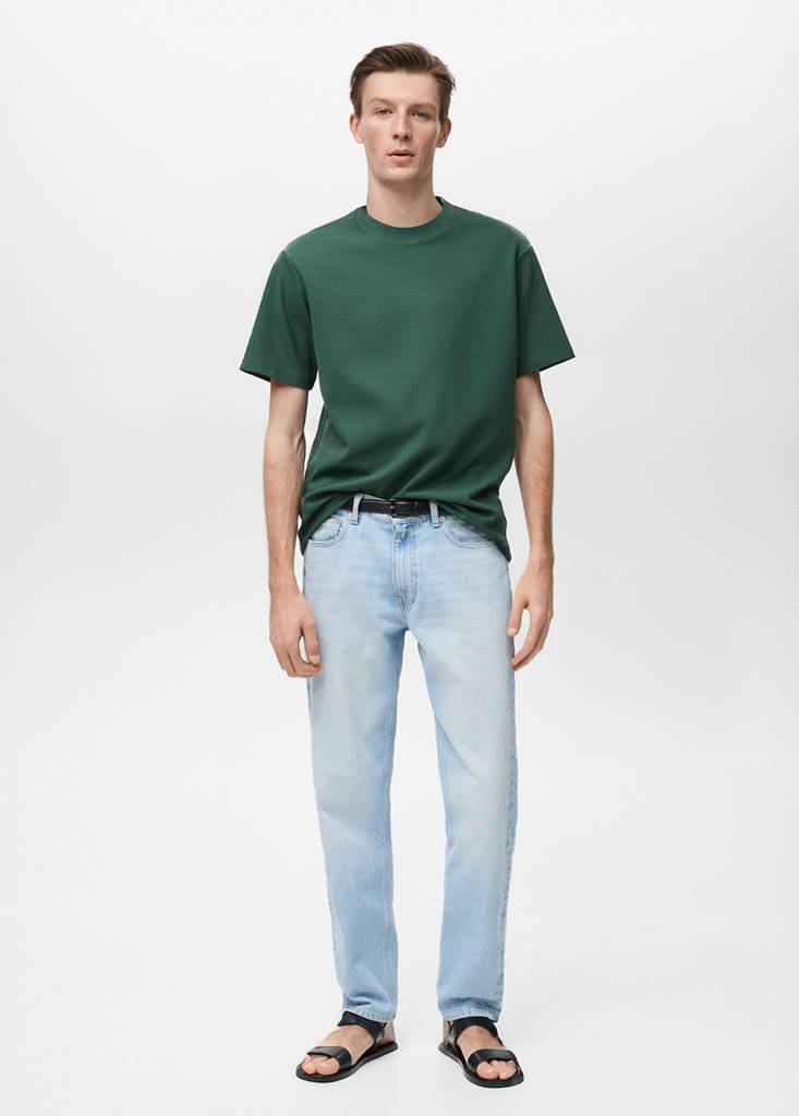 Regular-fit textured t-shirt — Dark Green