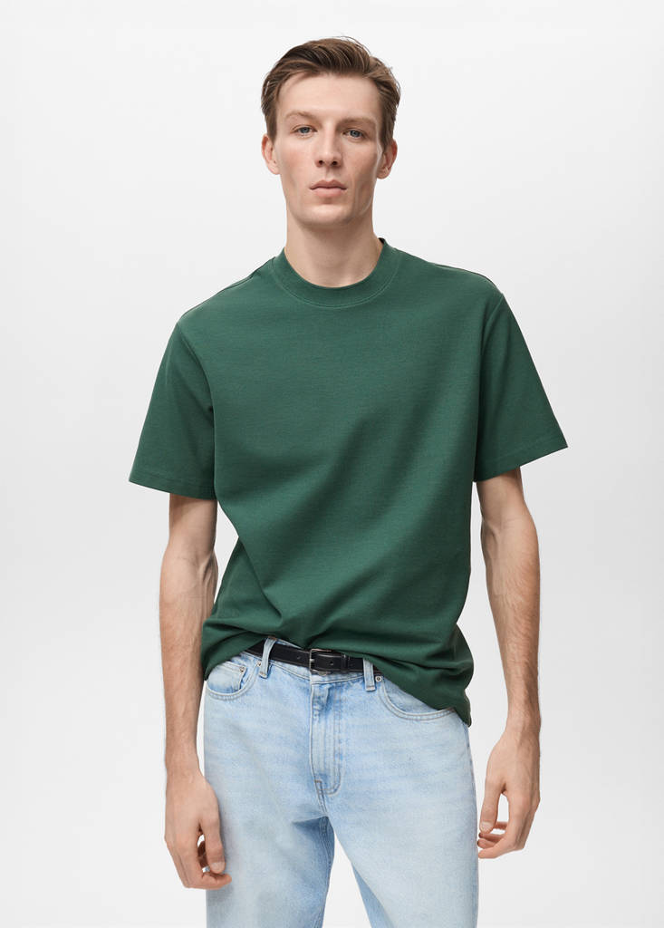 Regular-fit textured t-shirt — Dark Green