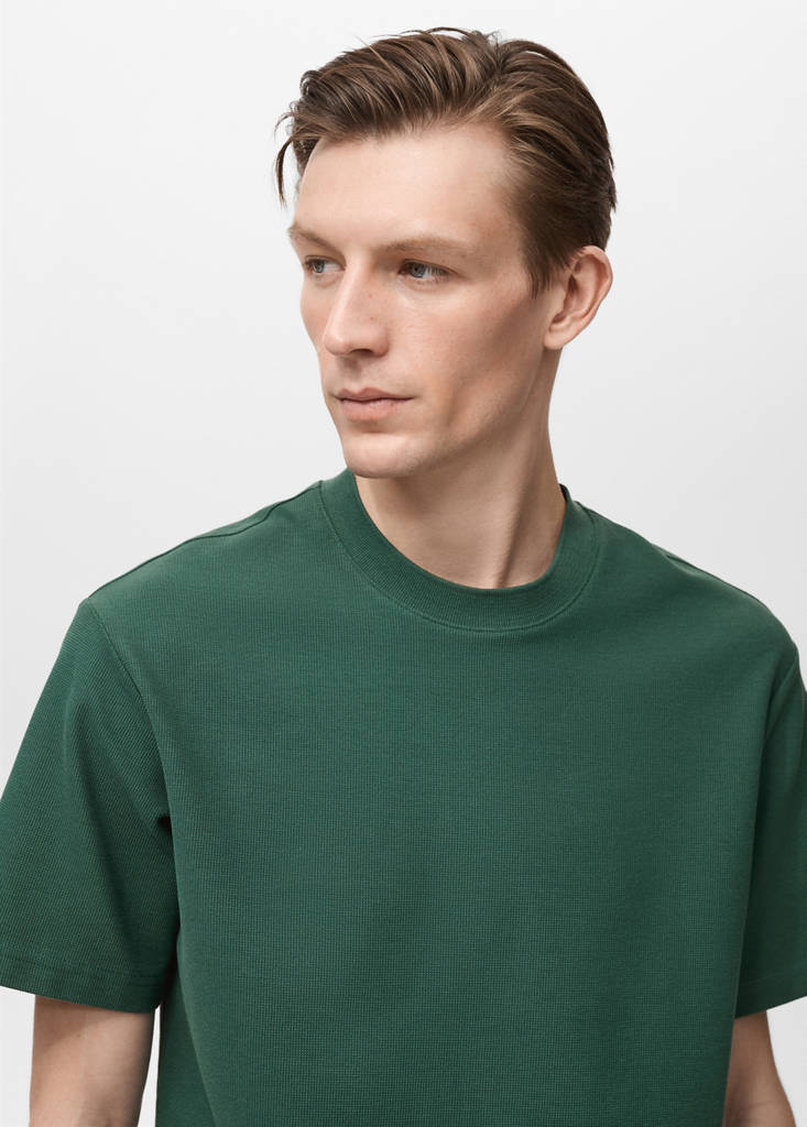 Regular-fit textured t-shirt — Dark Green