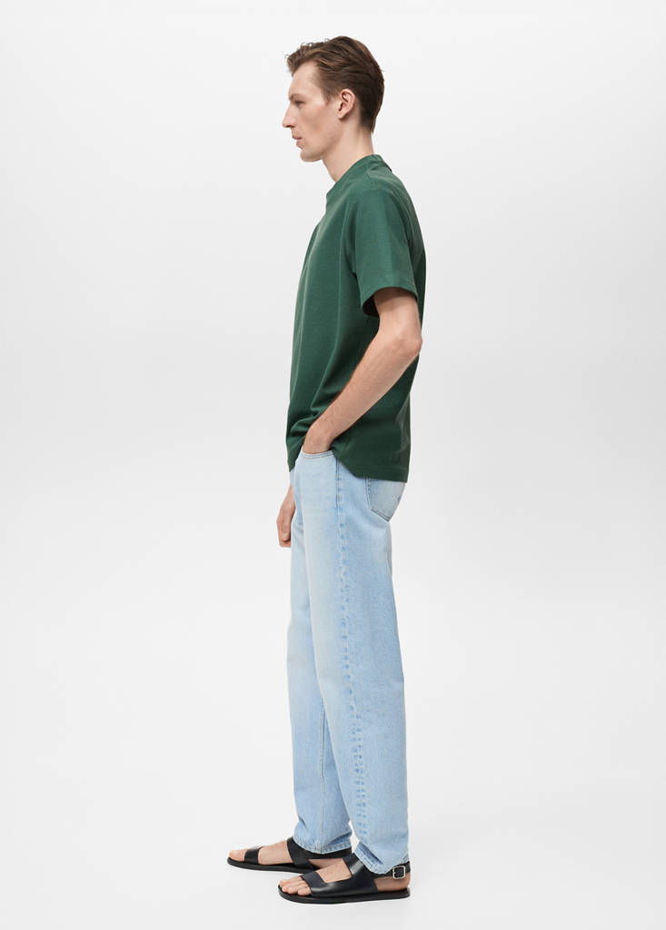 Regular-fit textured t-shirt — Dark Green