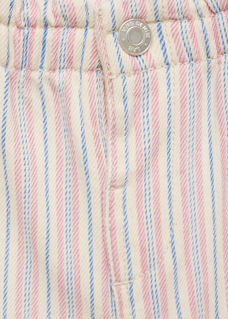 Striped denim shorts — Ecru