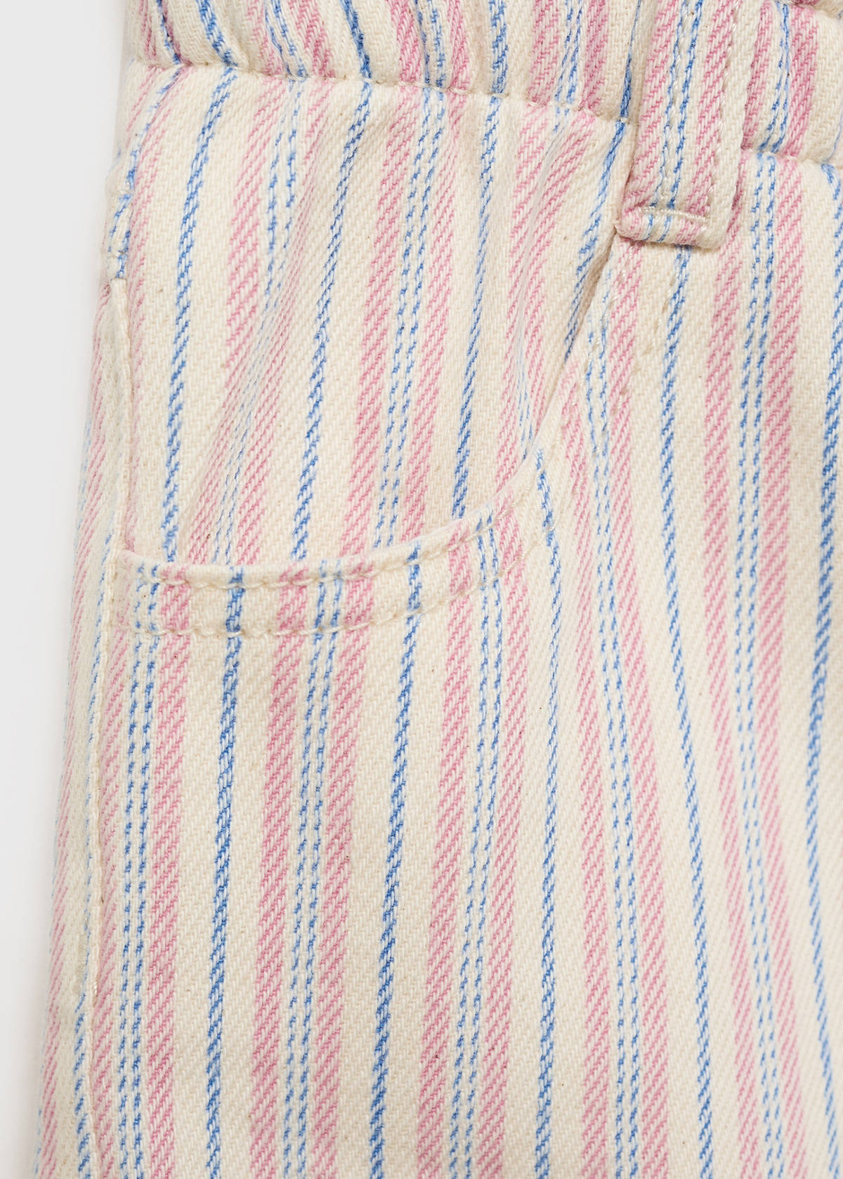 Striped denim shorts — Ecru