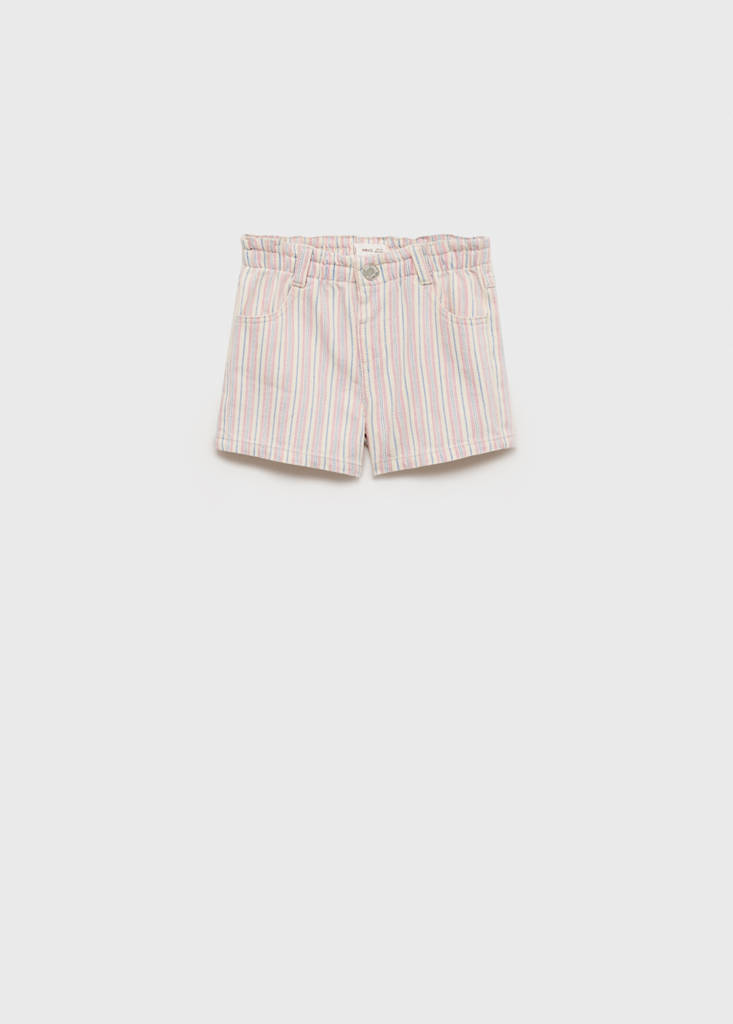 Striped denim shorts — Ecru