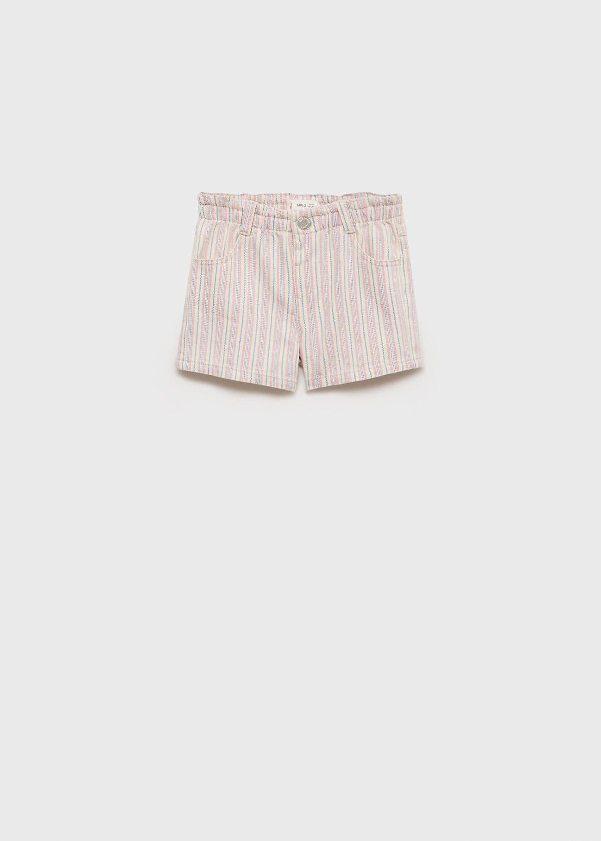 Striped denim shorts — Ecru