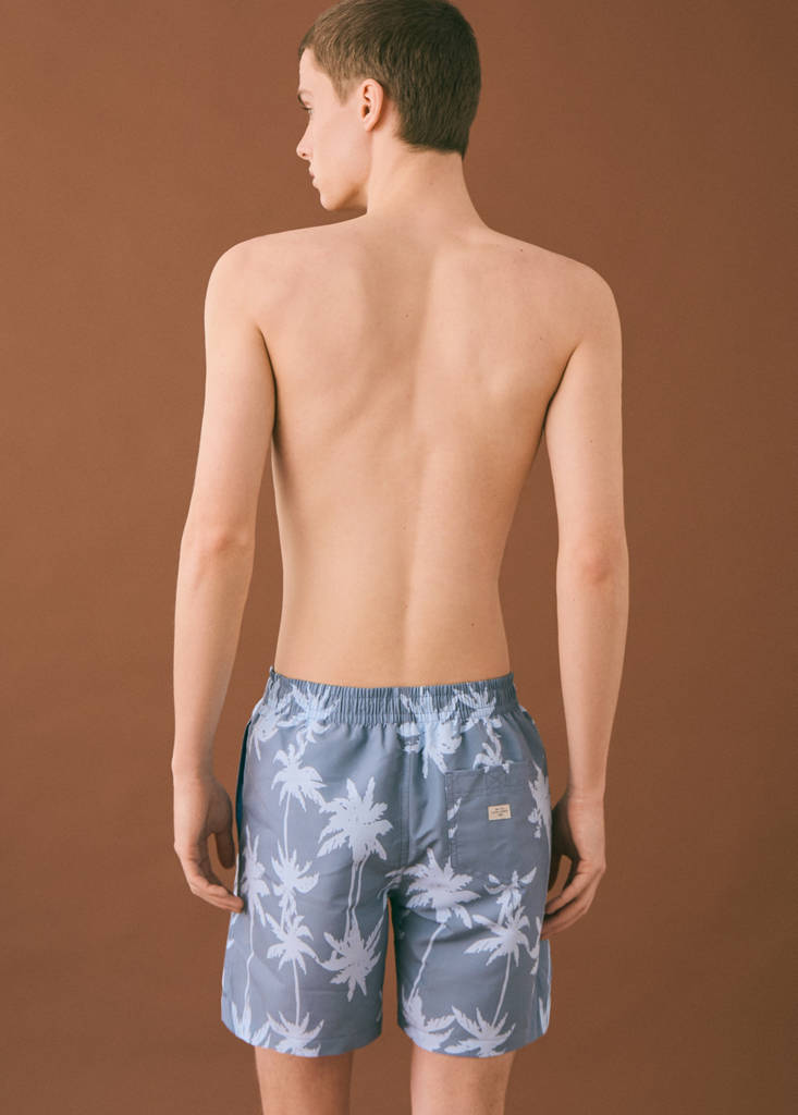 Palm trees print swimsuit trunks — Blue