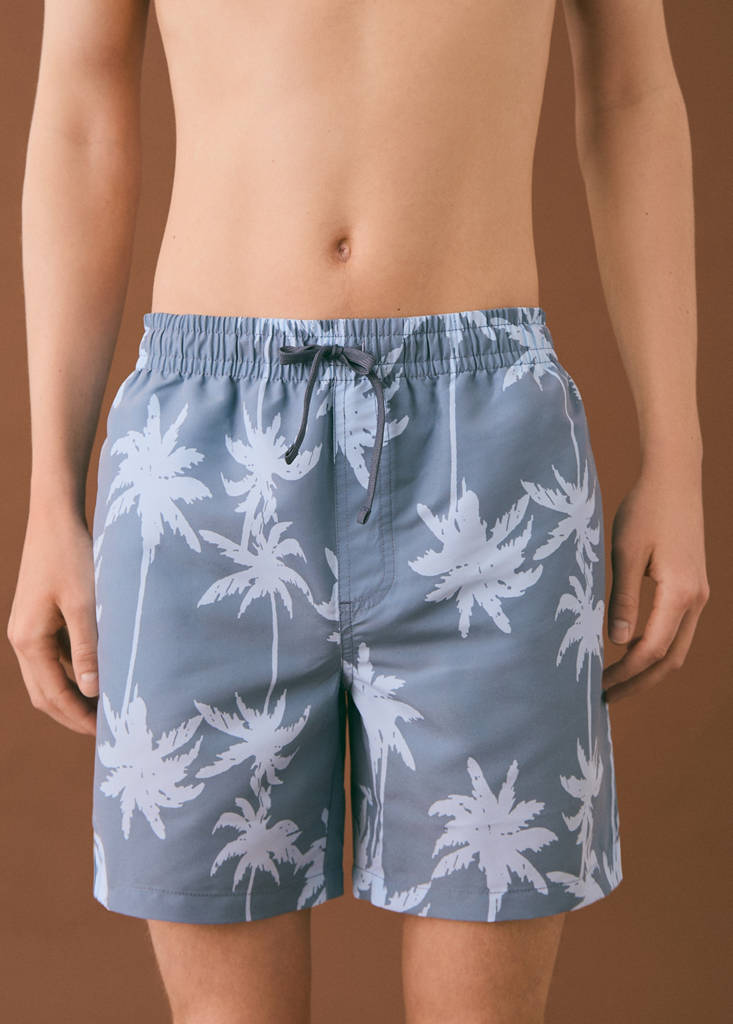 Palm trees print swimsuit trunks — Blue