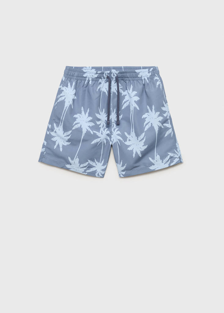 Palm trees print swimsuit trunks — Blue