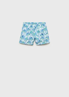 Palm trees print swimsuit trunks — Sky Blue 3