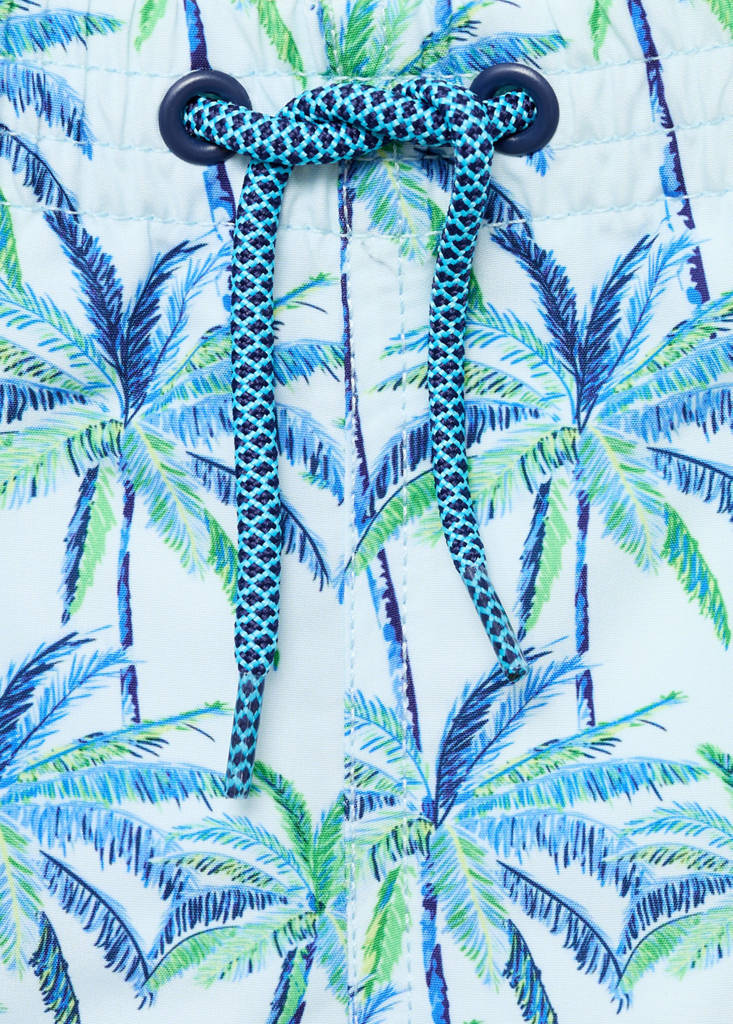 Palm trees print swimsuit trunks — Sky Blue