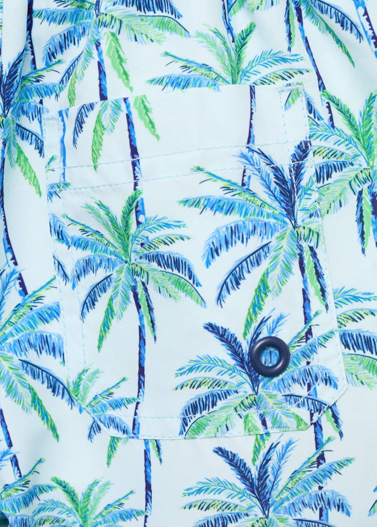 Palm trees print swimsuit trunks — Sky Blue