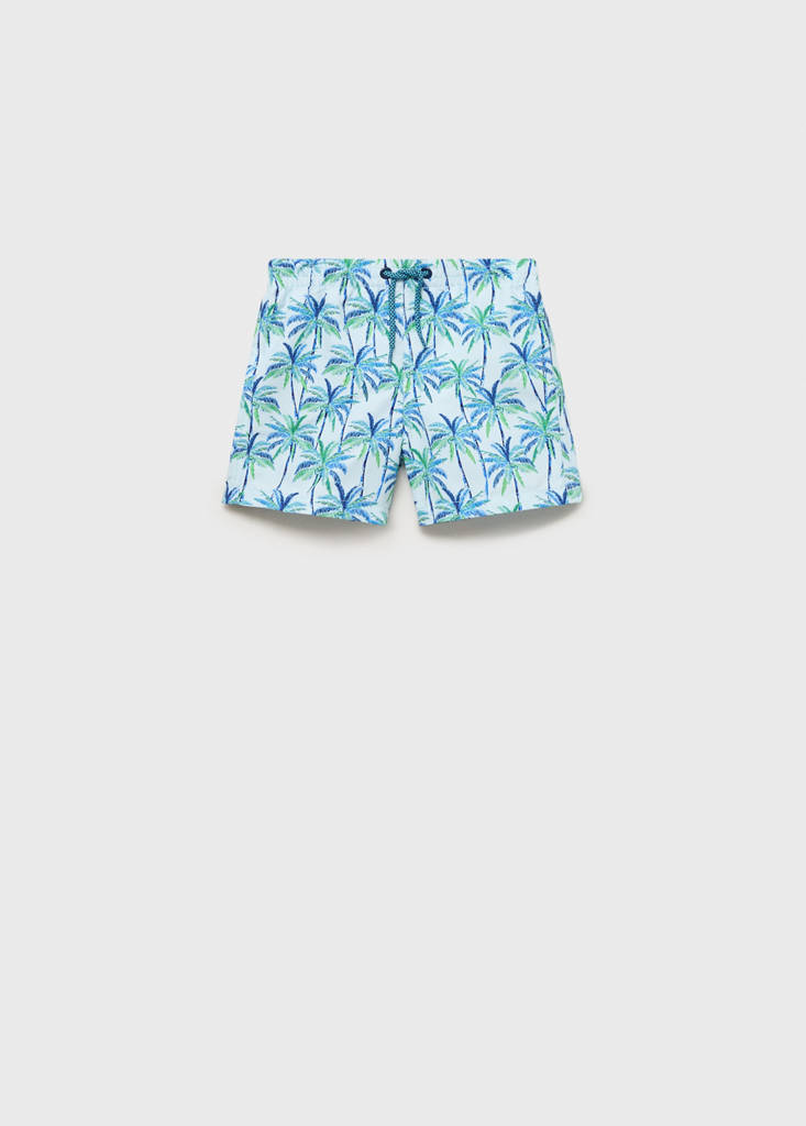 Palm trees print swimsuit trunks — Sky Blue