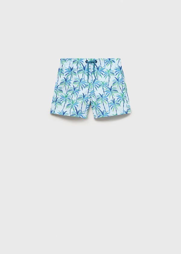 Palm trees print swimsuit trunks — Sky Blue