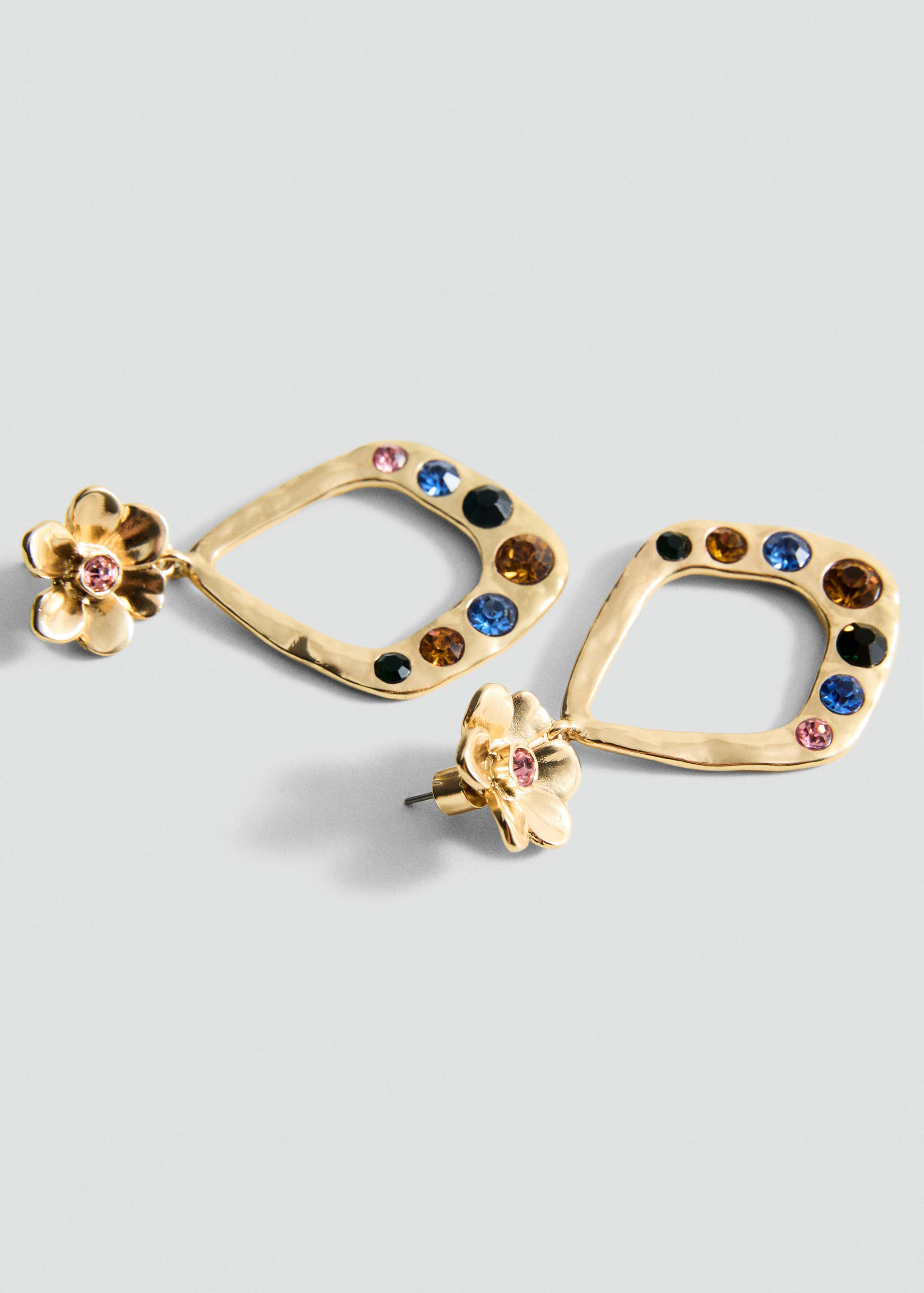 Geometric earrings with crystals detail - Medium plane