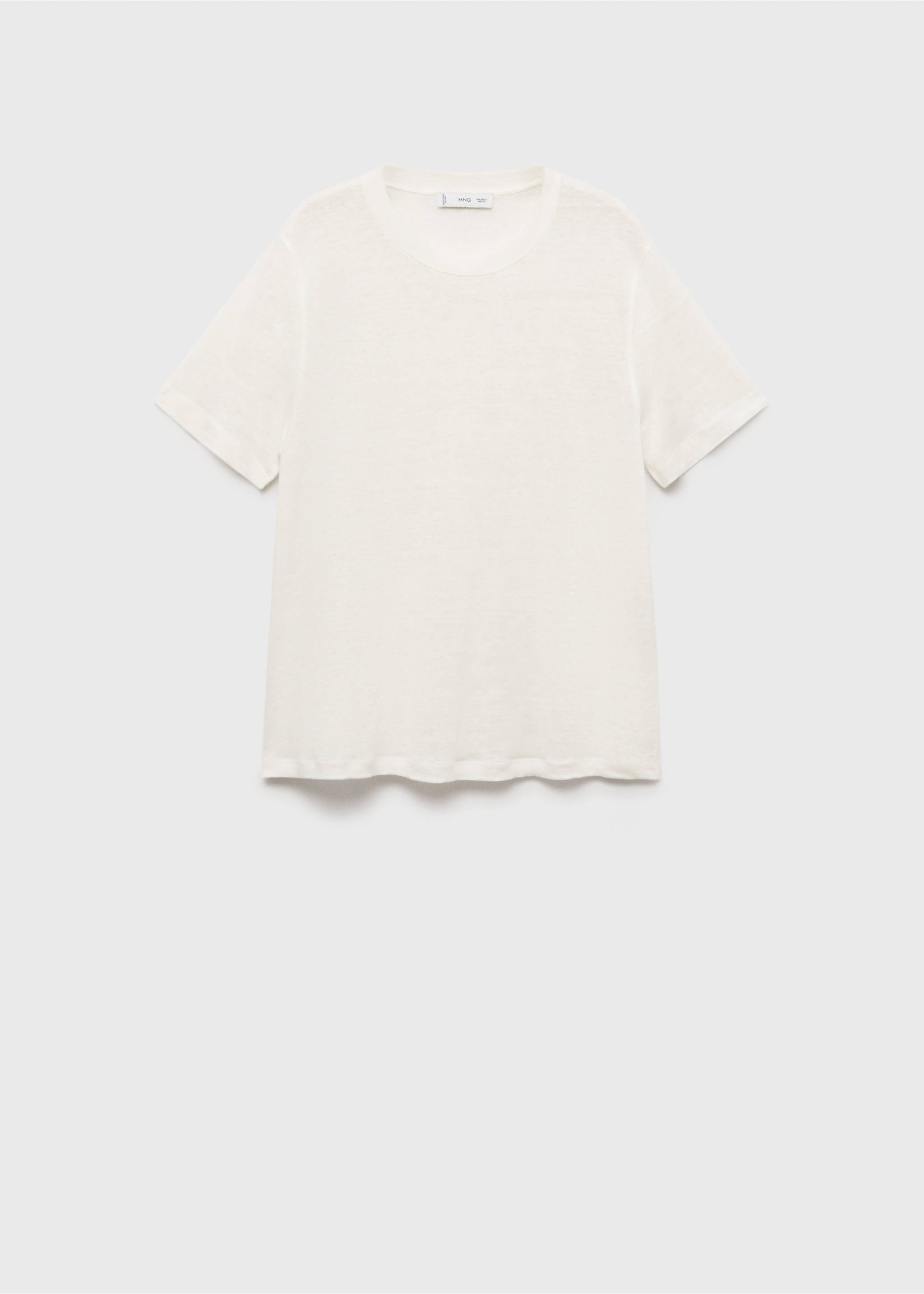Short-sleeved linen t-shirt - Article without model, Off White. Ref: 87006346-00.