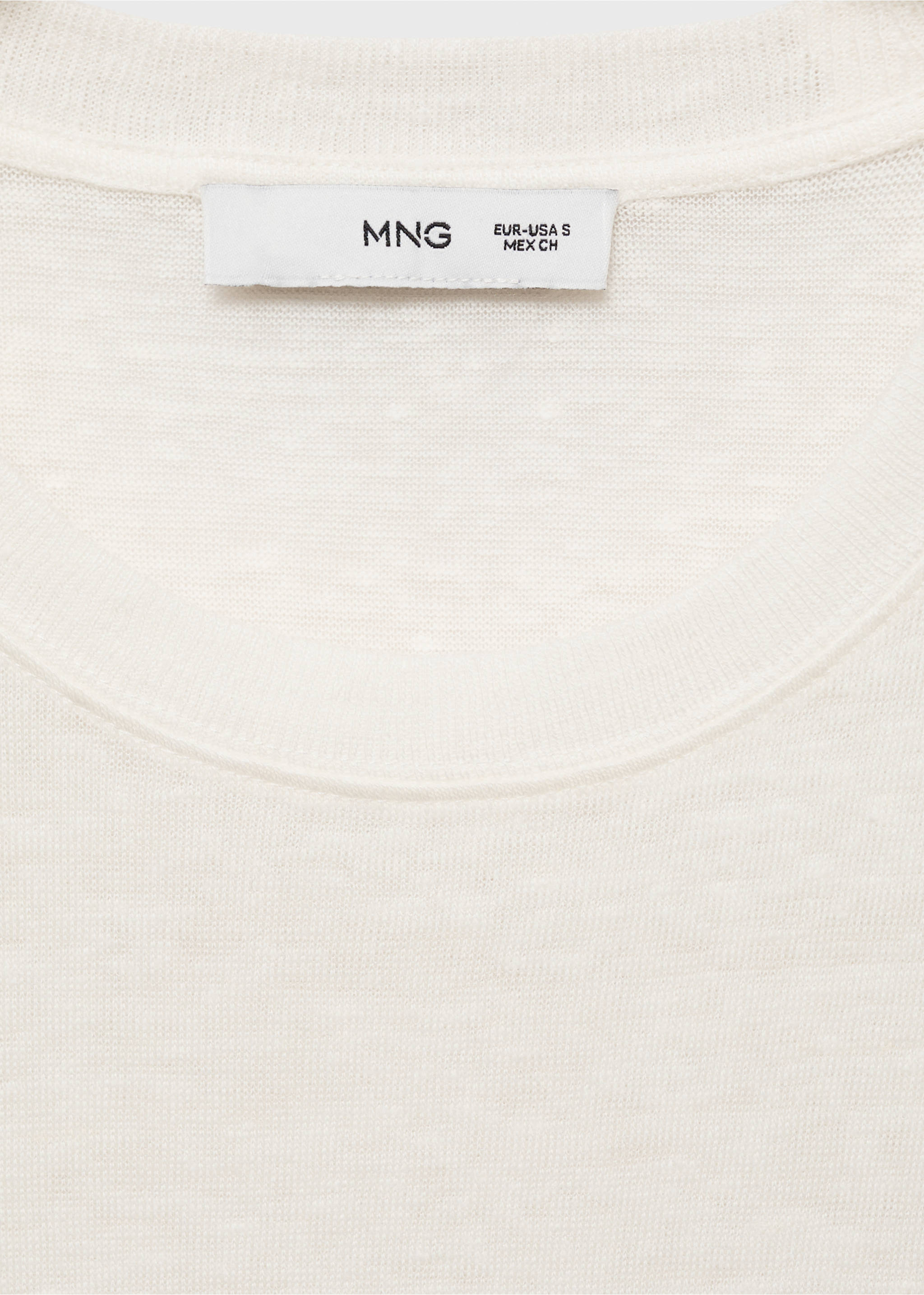 Short-sleeved linen t-shirt - Details of the article 8, Off White. Ref: 87006346-00.