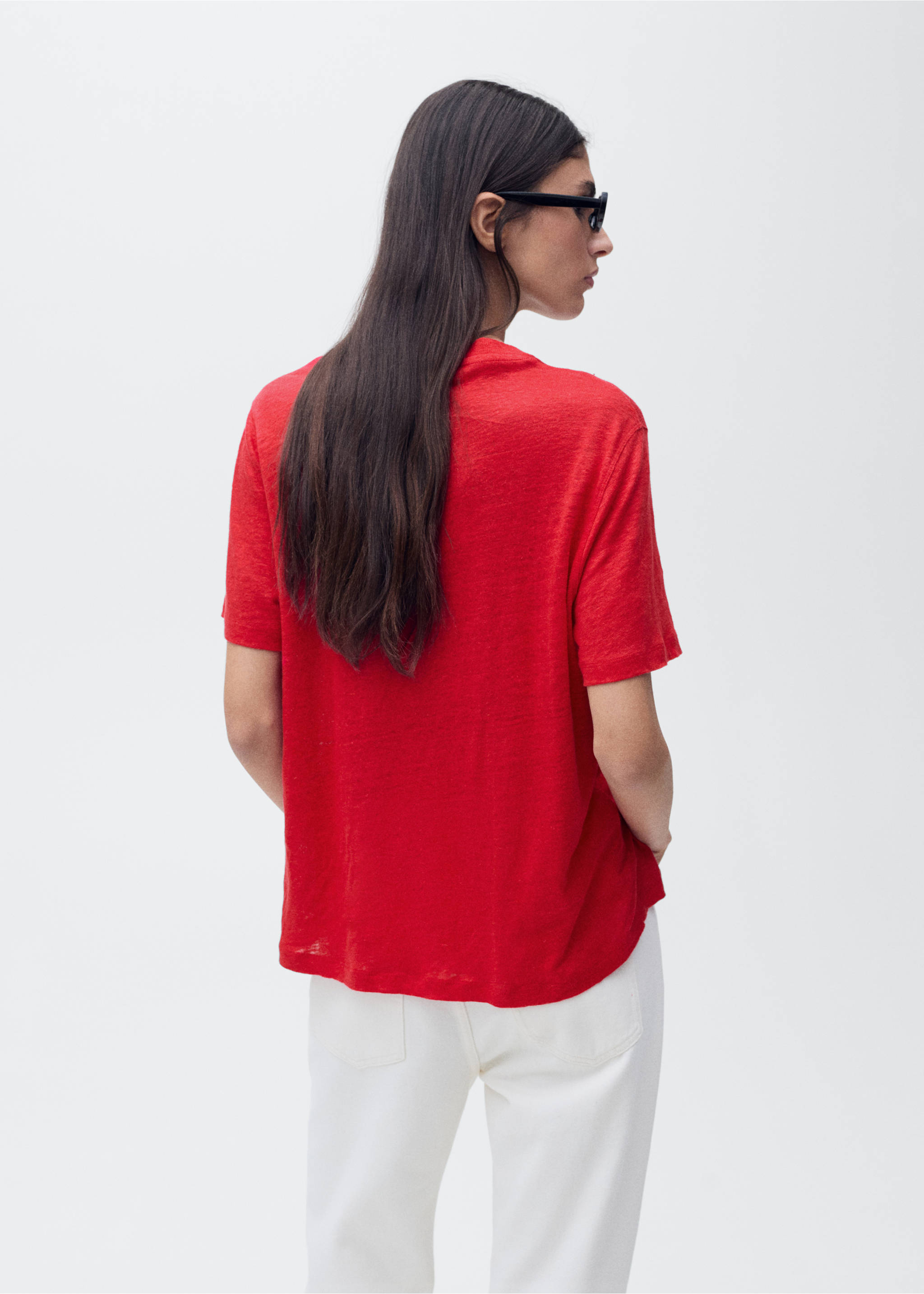 T-shirt lin manches courtes - Verso de l’article, Rouge. Ref: 87006346-00.