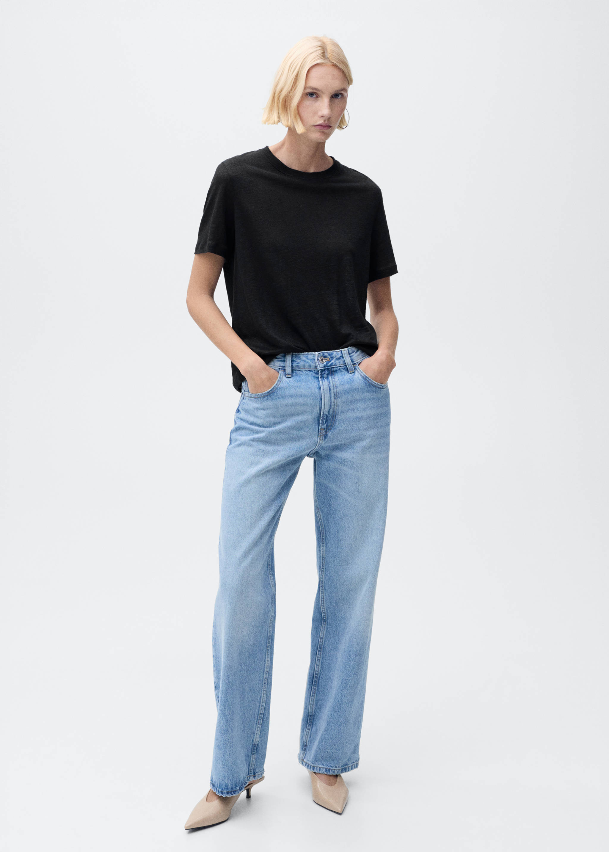 T-shirt de linho de manga curta - Plano geral