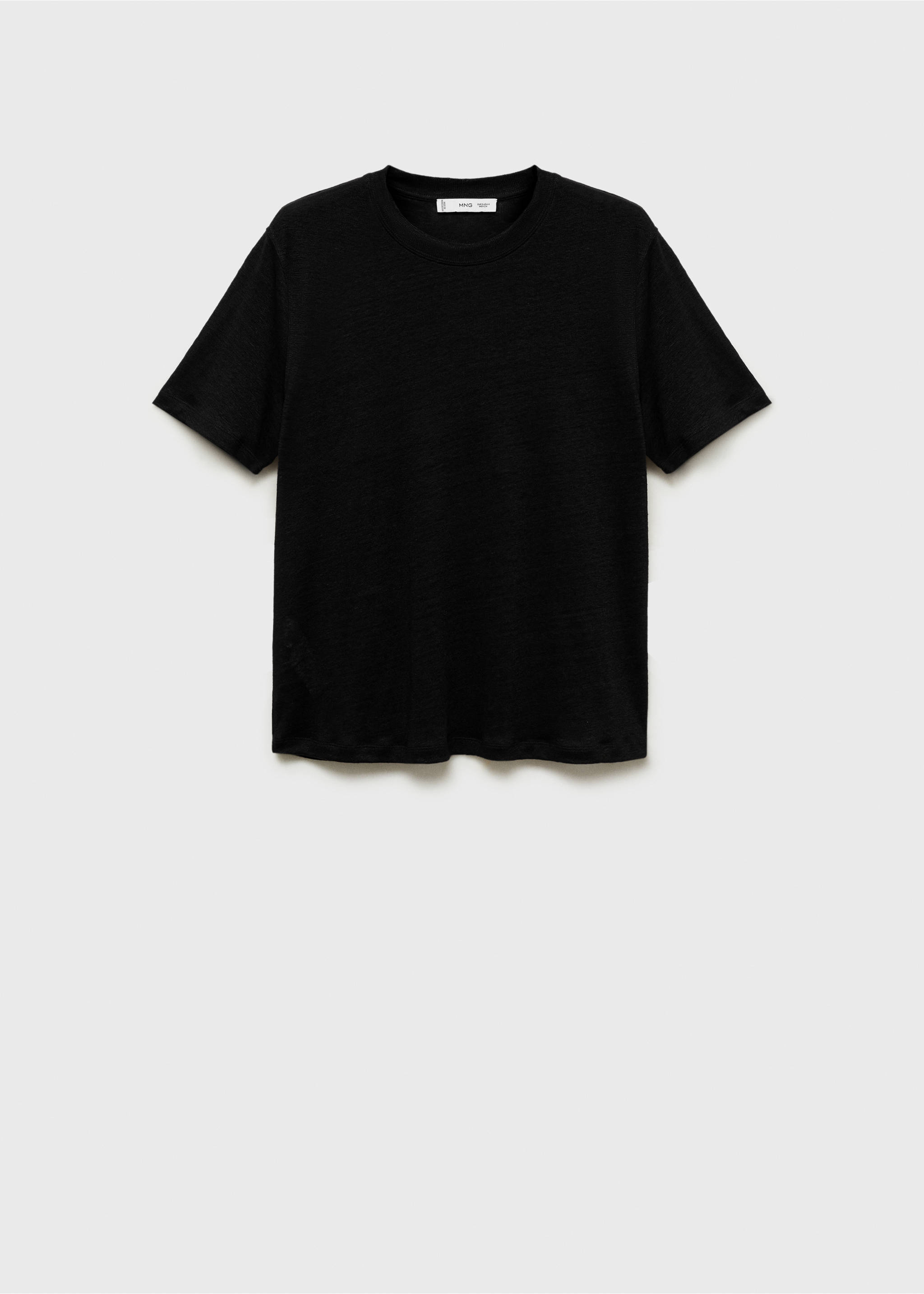 Short-sleeved linen t-shirt - Article without model, Black. Ref: 87006346-00.