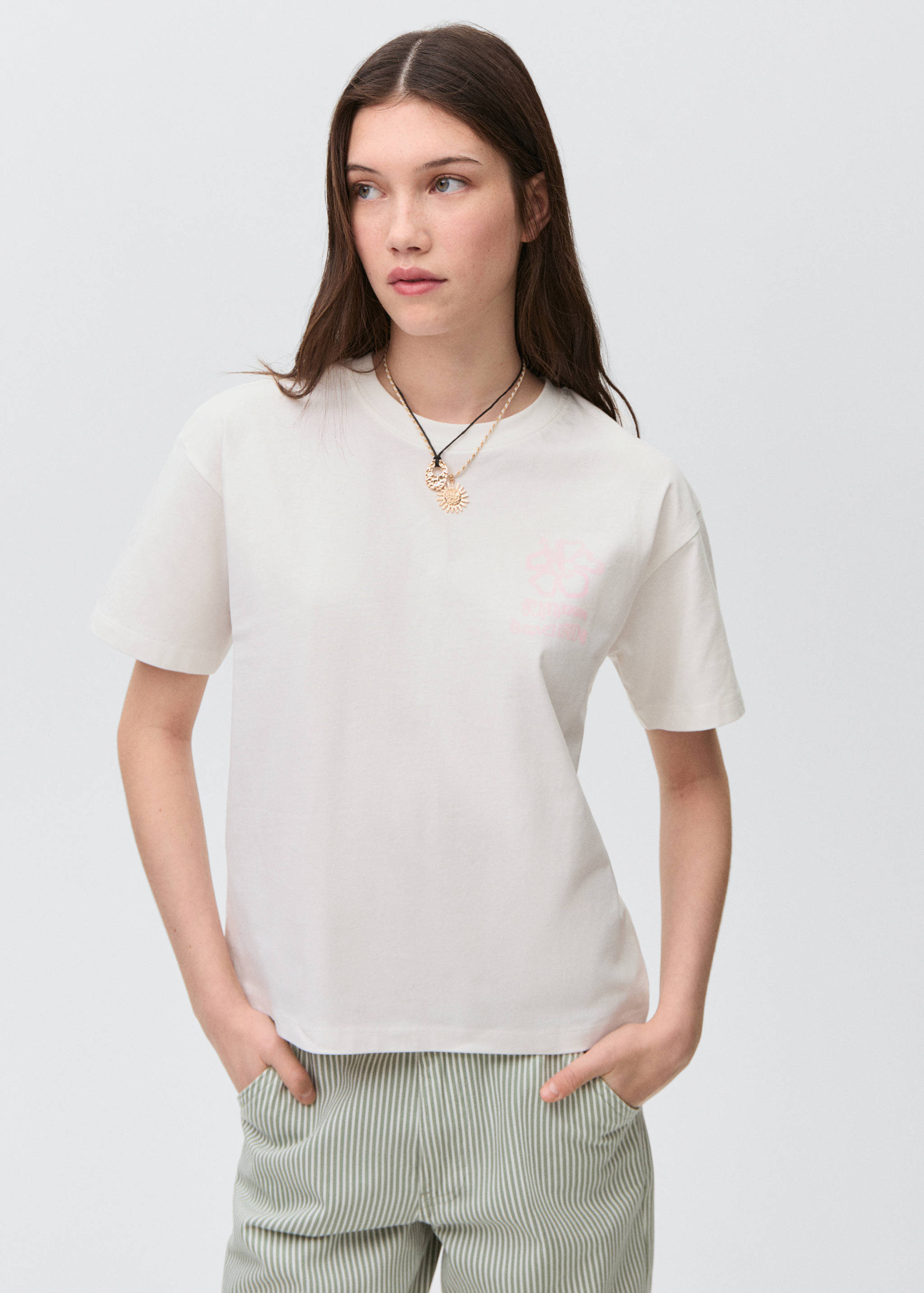 T-shirt algodão estampada - Plano médio