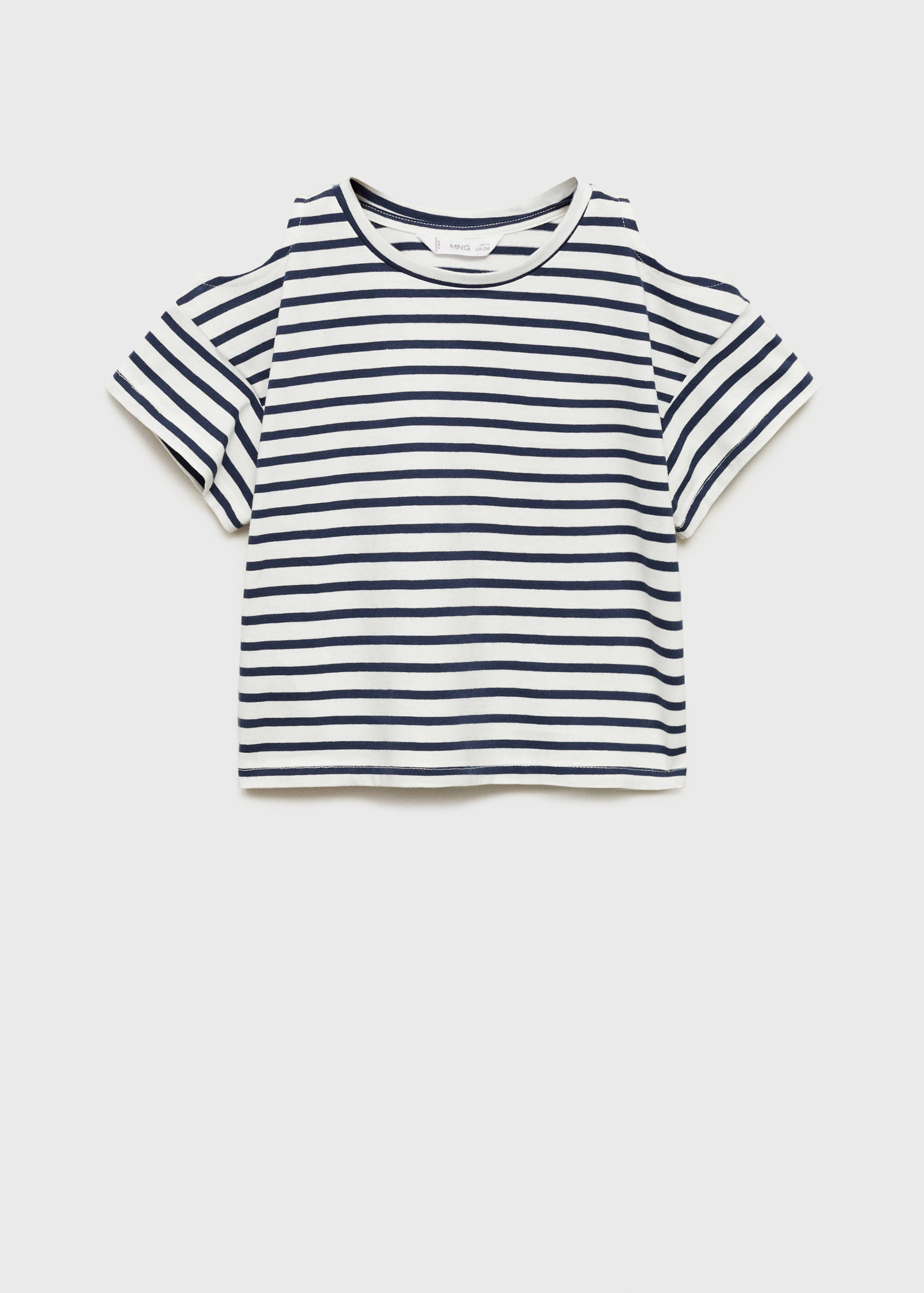 تي شيرت مقصوص مخطط عند الكم - منتج دون نموذج