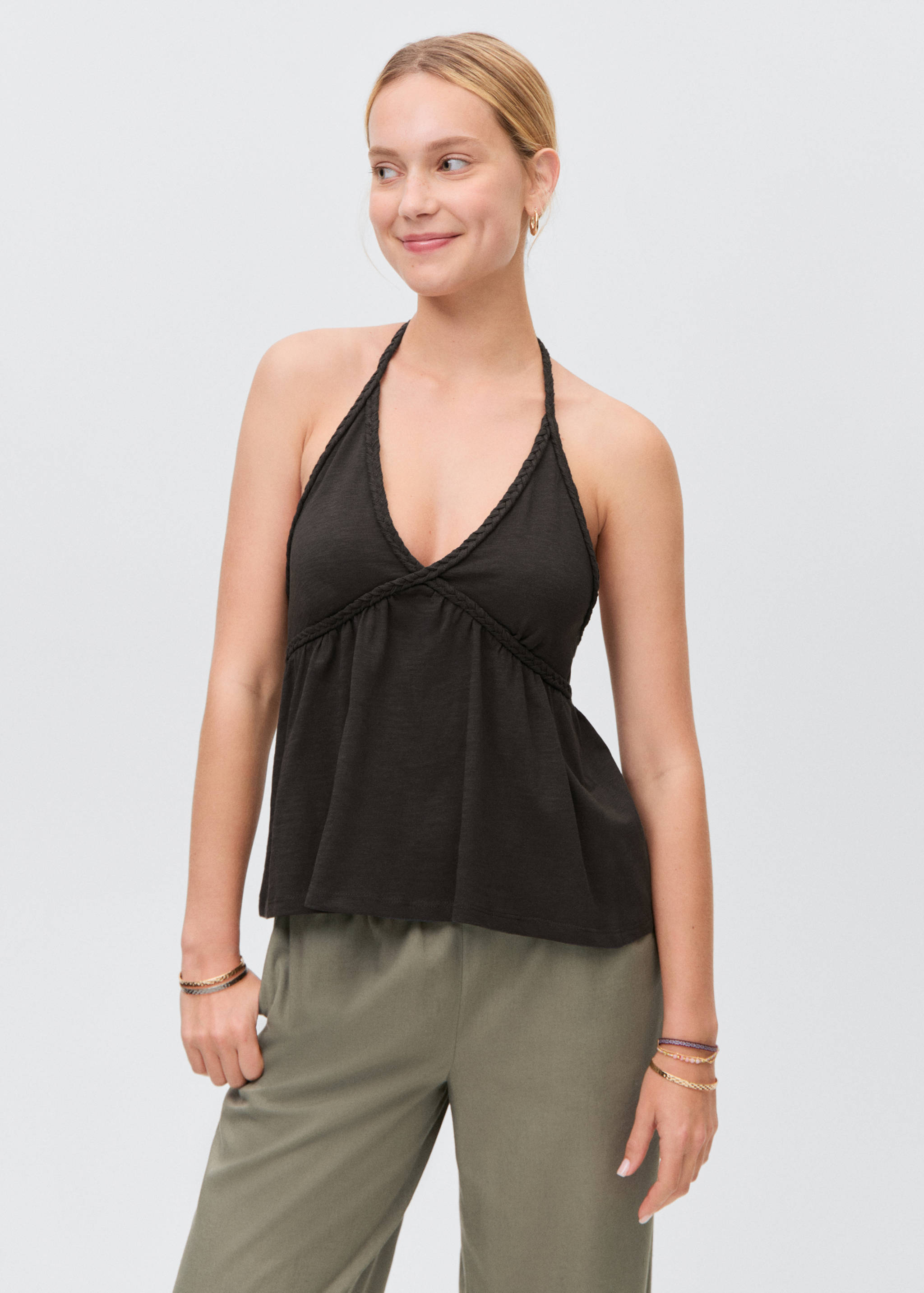 Straight linen-blend pants - Medium plane