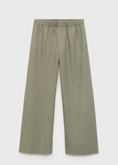 Straight linen-blend trousers — Khaki 3