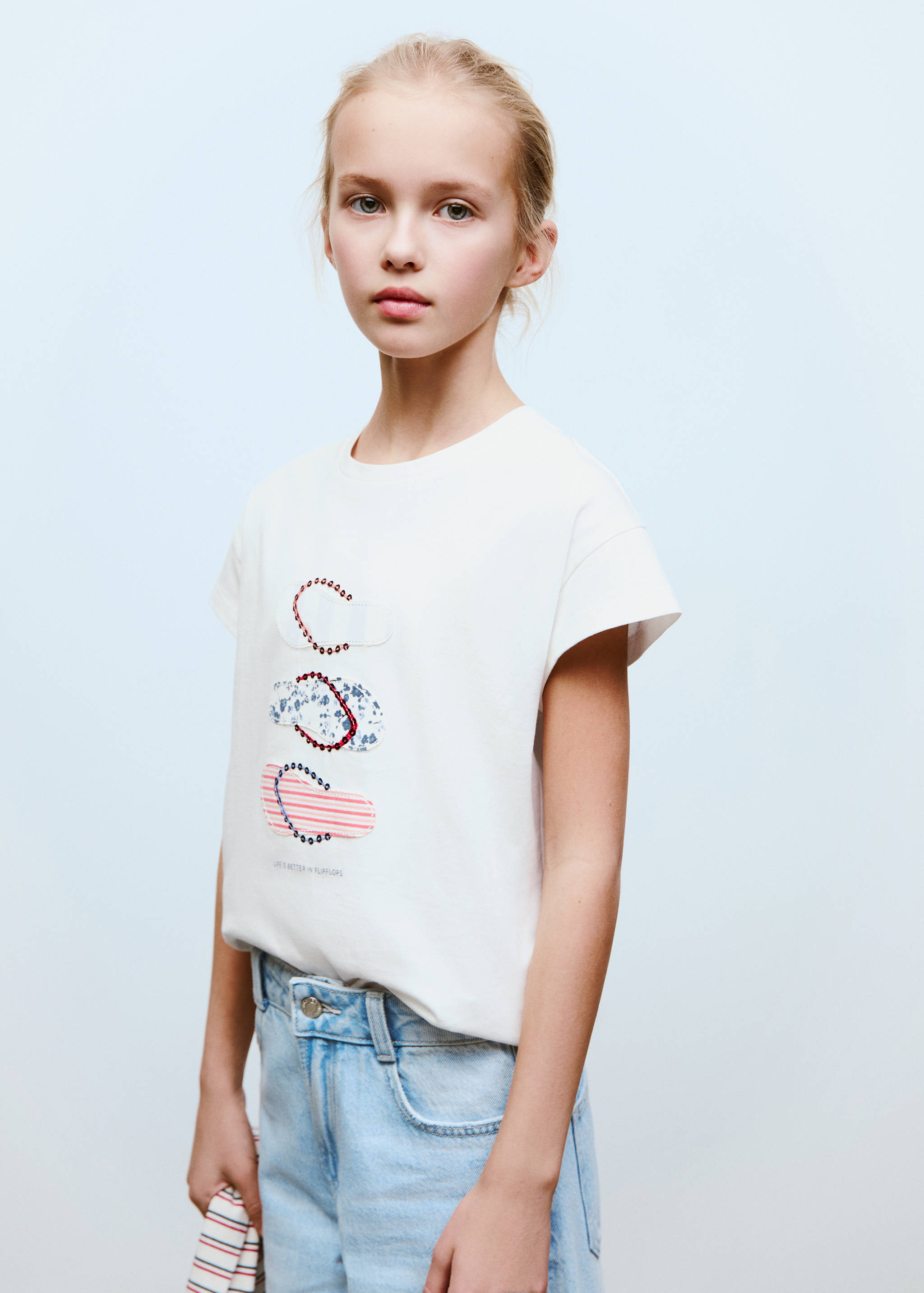 T-shirt brodé imprimé - Plan moyen