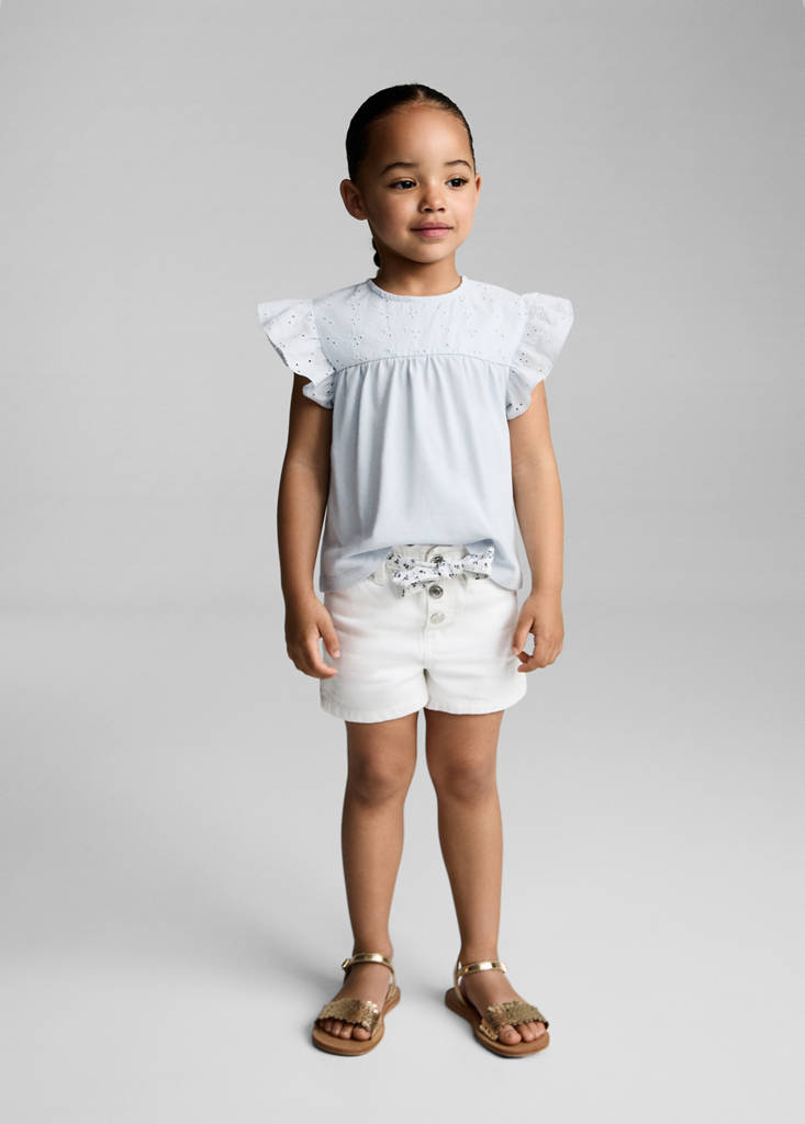 Openwork details T-shirt — Sky Blue