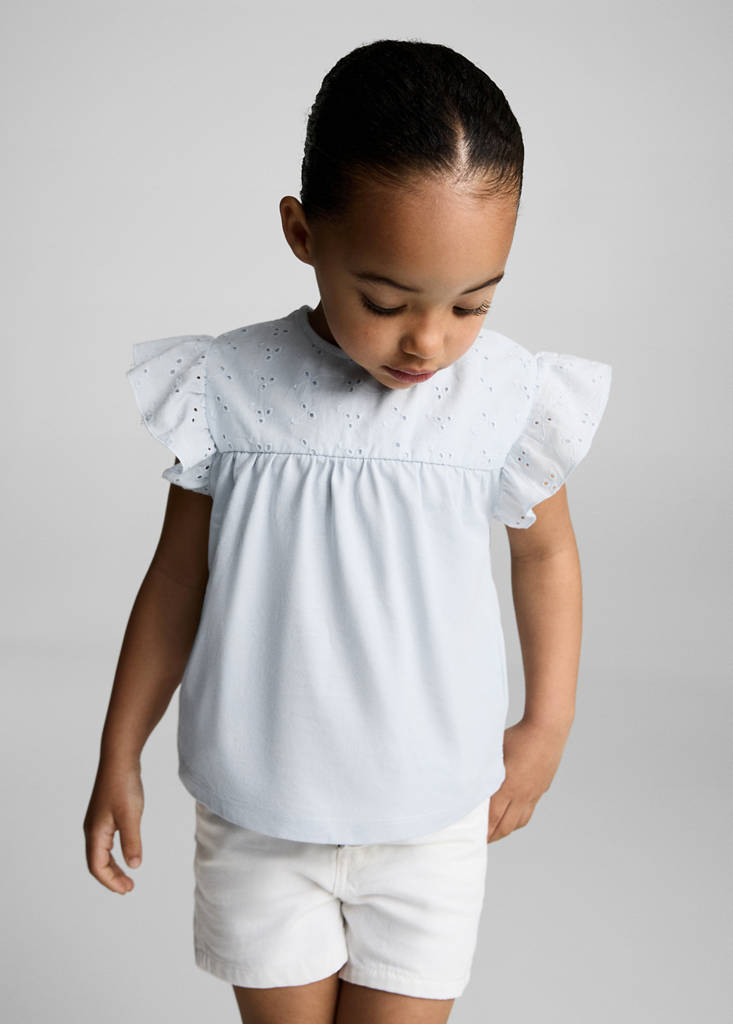 Openwork details T-shirt — Sky Blue