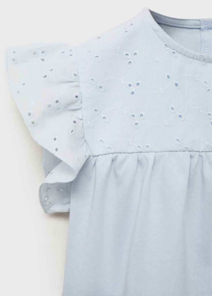 Openwork details T-shirt — Sky Blue