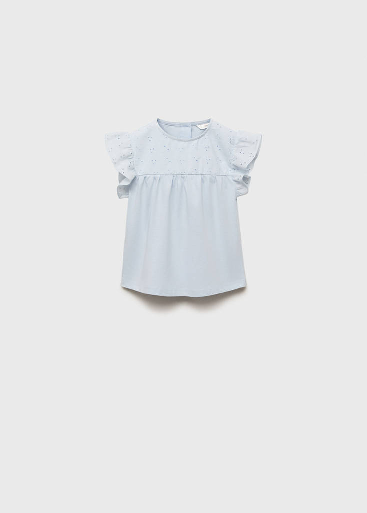 Openwork details T-shirt — Sky Blue
