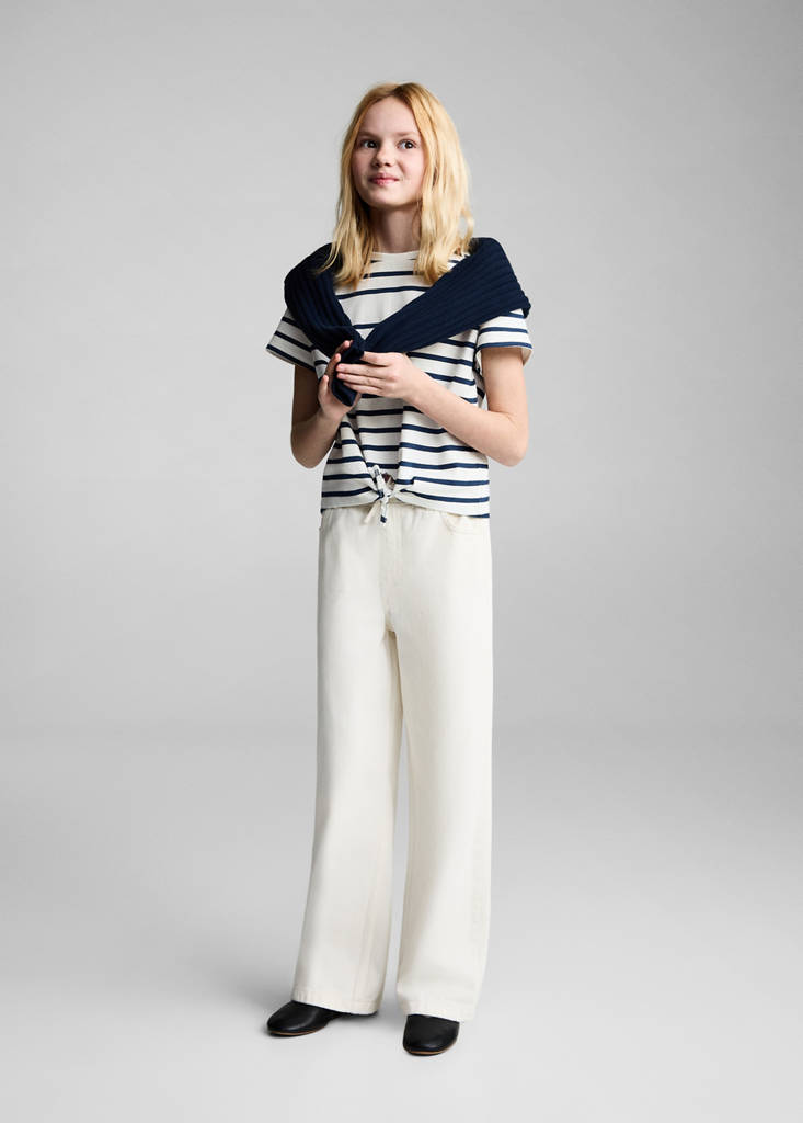 Snoopy striped t-shirt with knot detail — Off White