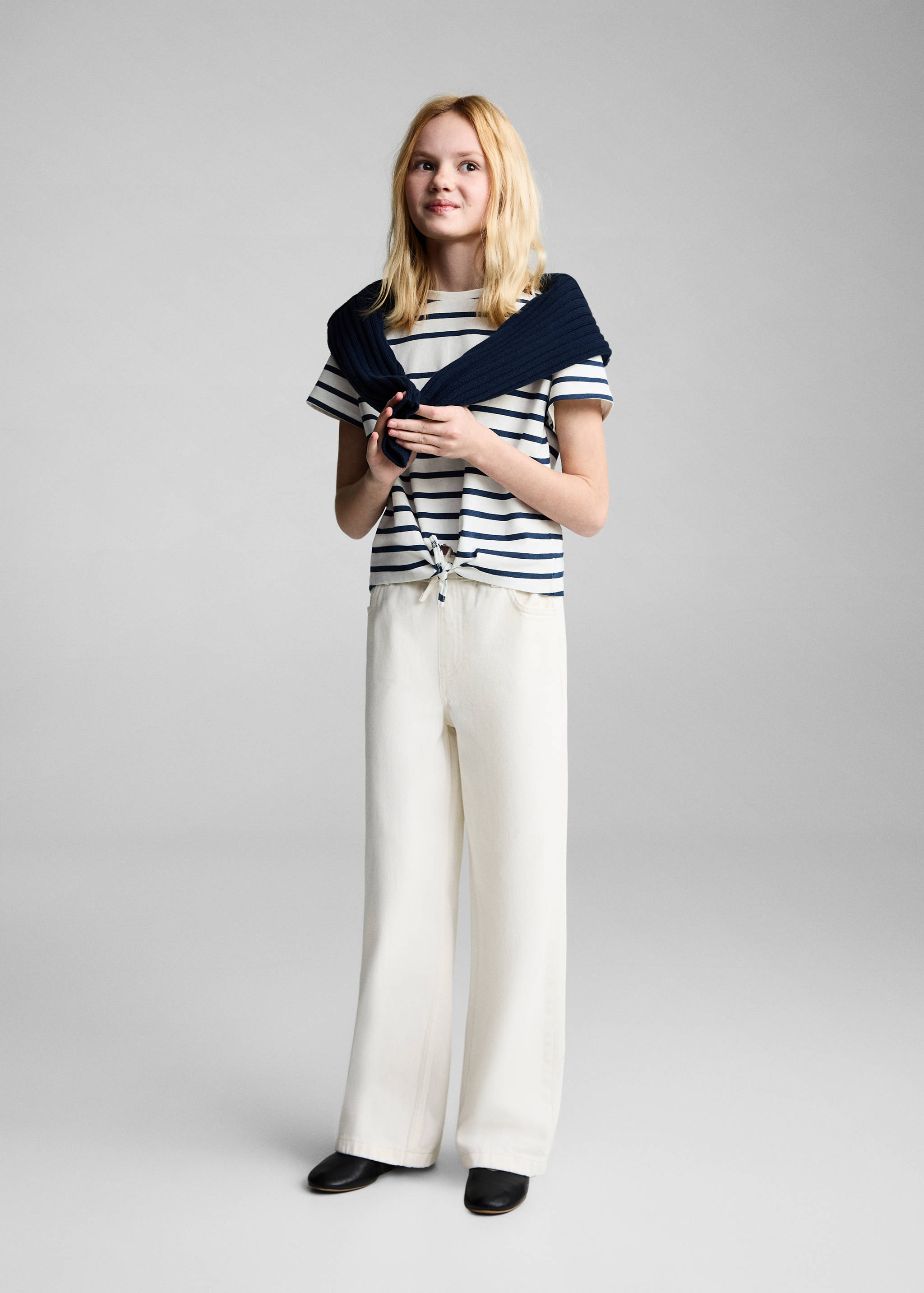 Snoopy striped t-shirt with knot detail - General plane