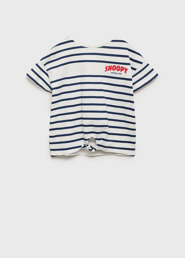 Snoopy striped t-shirt with knot detail — Off White