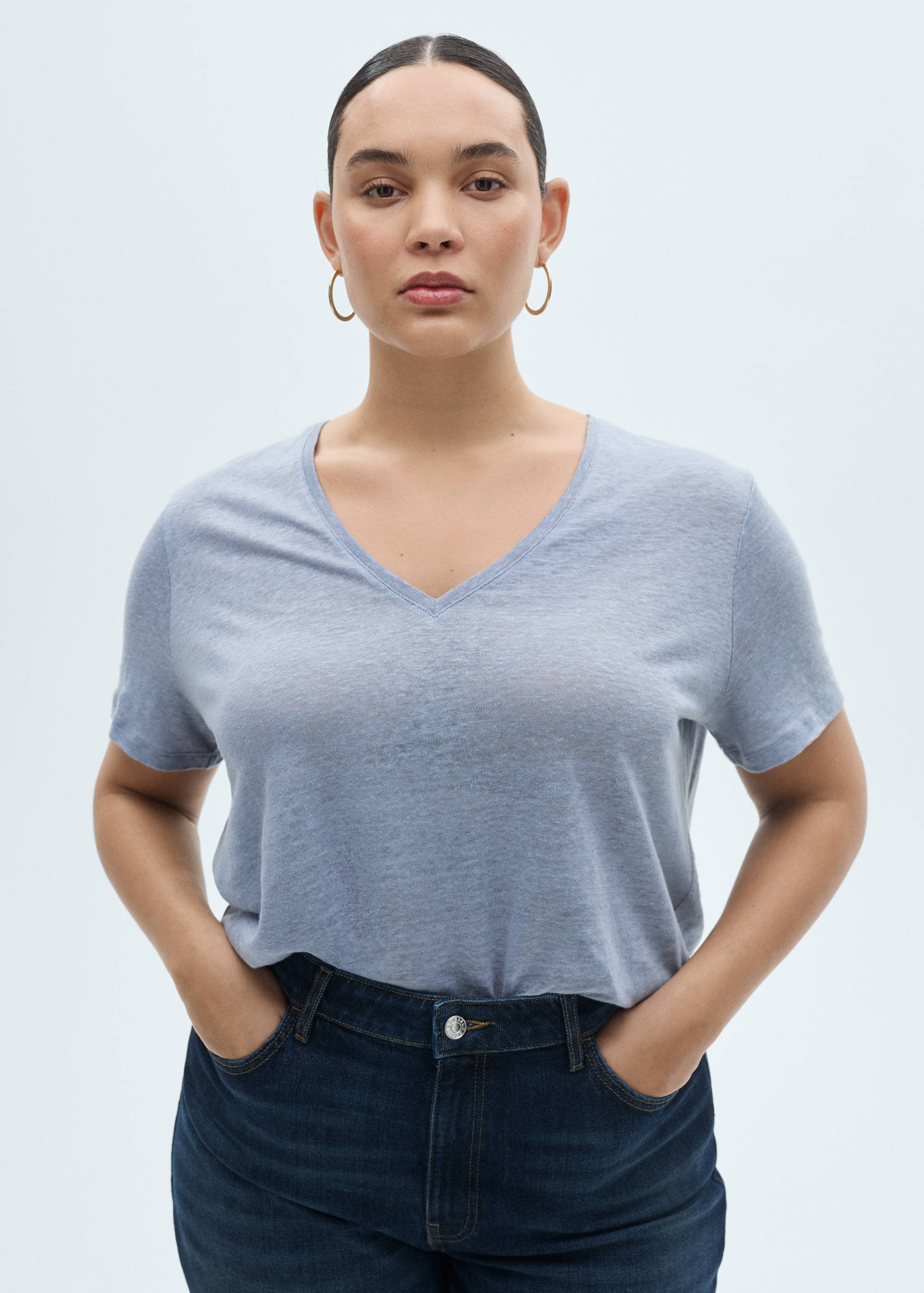 Camiseta lino cuello pico - Detalle del artículo 5