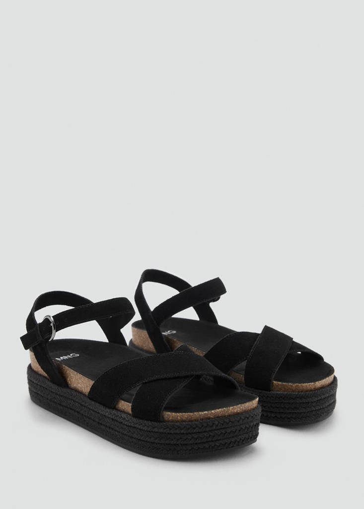 Platform leather sandals — Black