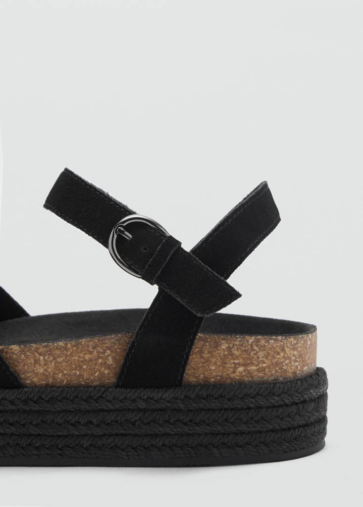Platform leather sandals — Black